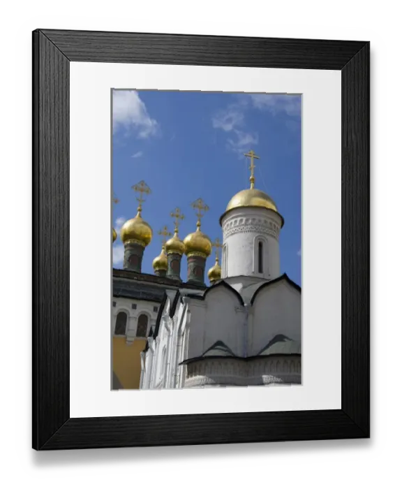 Framed Print : Russia, Moscow, The Kremlin. Church of the Deposition of the Robe with Terem Palace in the distance