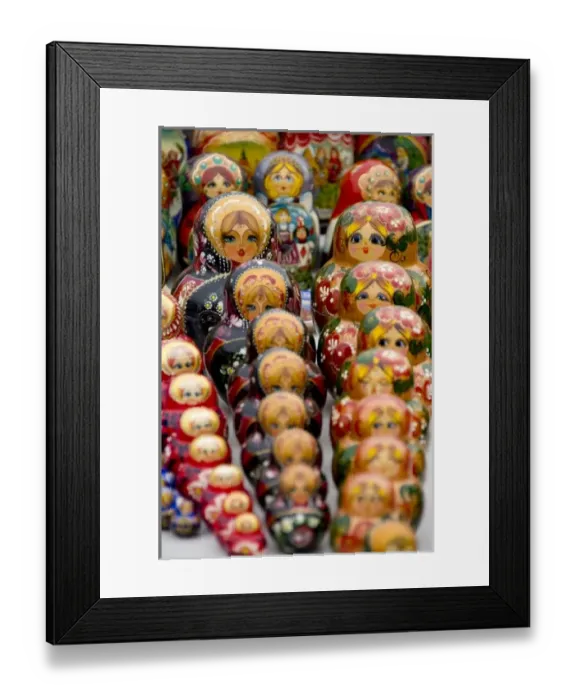 Framed Print : Russia, Moscow. Typical Russian handicrafts, matryoshka dolls. (RF)