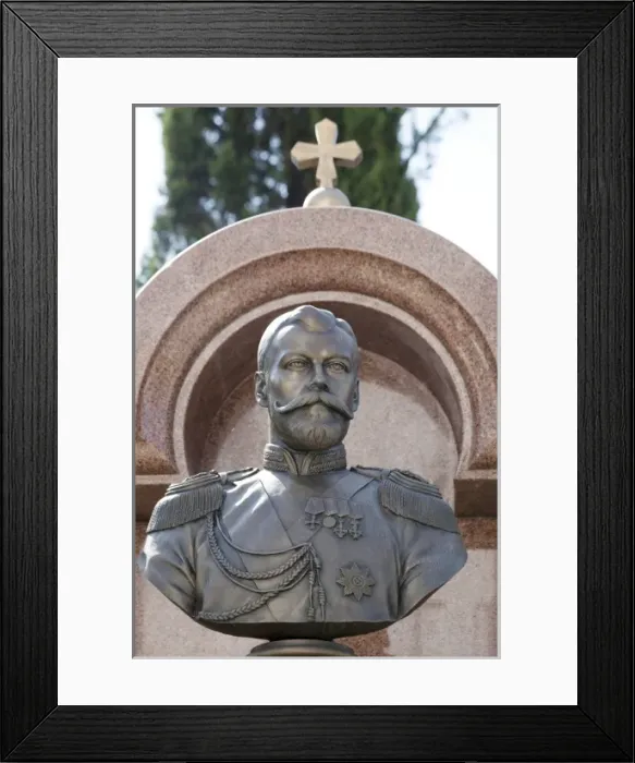 Framed Print : Bust of Nicholas II, last Tsar of Russia in the gardens of the Russian Orthodox Church Framed Print : Bust of Nicholas II, last Tsar of Russia in the gardens of the Russian Orthodox Church