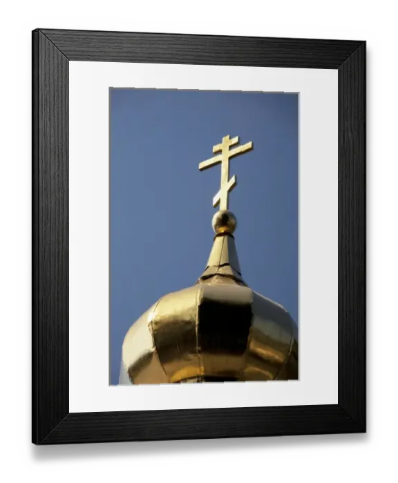 Framed Print : Golden cross of the Russian Orthodox Church on golden dome of Church of the Archangel Framed Print : Golden cross of the Russian Orthodox Church on golden dome of Church of the Archangel