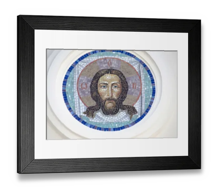 Framed Print : Tile mosaic portrait of Jesus Christ at Church of the Archangel Michael, Sochi, Russia Framed Print : Tile mosaic portrait of Jesus Christ at Church of the Archangel Michael, Sochi, Russia