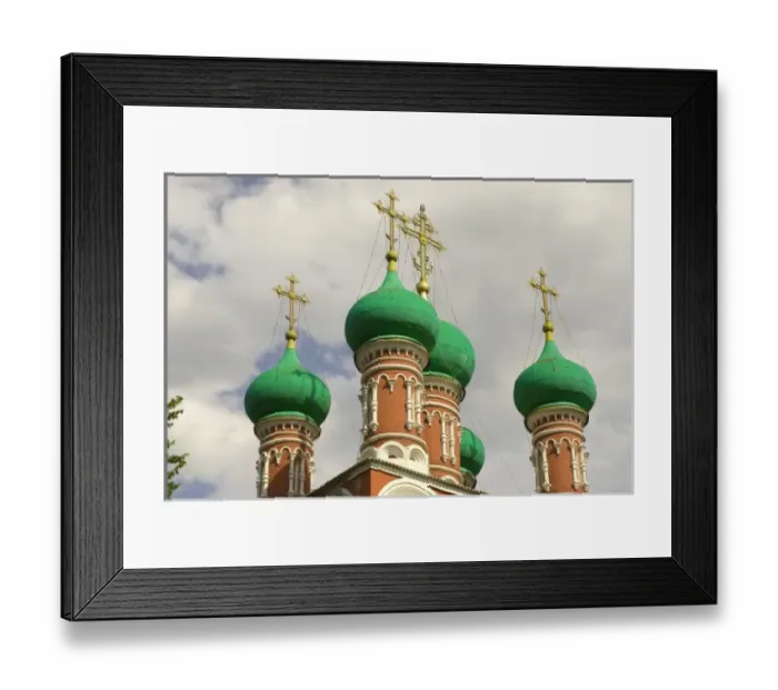 Framed Print : Russia. Moscow. Petrovsky district. Upper St. Peter Monastery. Green onion domes
