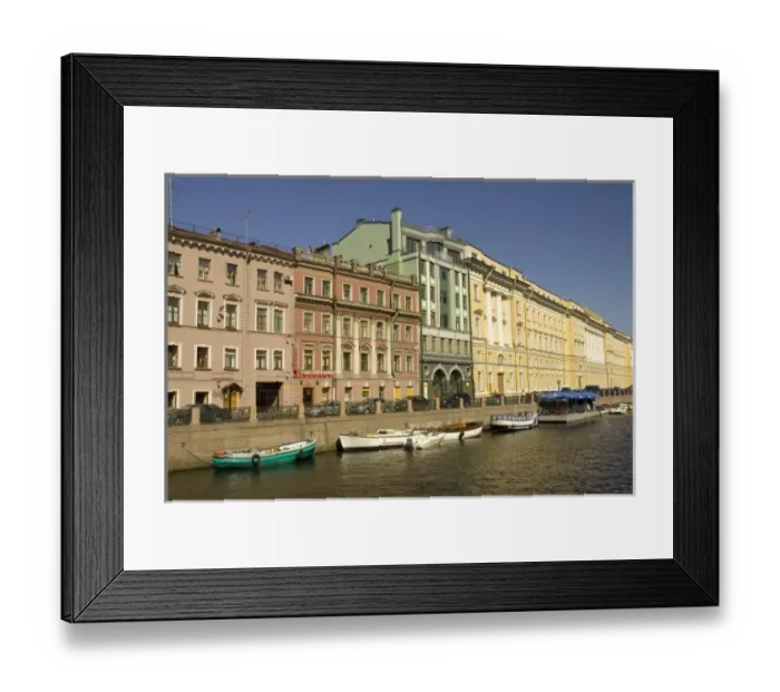 Framed Print : Russia. St. Petersburg. Boats on the canal Framed Print : Russia. St. Petersburg. Boats on the canal
