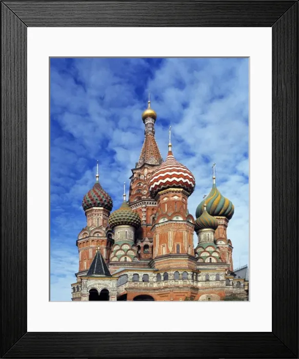 Framed Print : Russia, Moscow. The ornate spires of St. Basils Cathedral, a World Heritage Site Framed Print : Russia, Moscow. The ornate spires of St. Basils Cathedral, a World Heritage Site