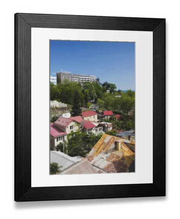 Framed Print : Russia, Black Sea Coast, Sochi, elevated view of town Framed Print : Russia, Black Sea Coast, Sochi, elevated view of town