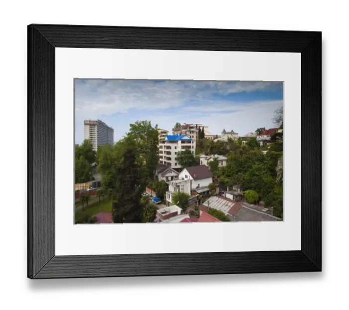Framed Print : Russia, Black Sea Coast, Sochi, elevated view of town buildings Framed Print : Russia, Black Sea Coast, Sochi, elevated view of town buildings
