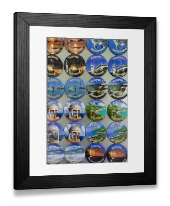 Framed Print : Russia, Black Sea Coast, Sochi, souvenir fridge magnets Framed Print : Russia, Black Sea Coast, Sochi, souvenir fridge magnets