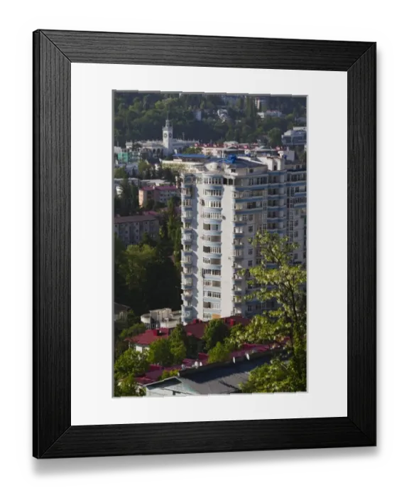 Framed Print : Russia, Black Sea Coast, Sochi, elevated city view from Vinogradnaya Street, morning Framed Print : Russia, Black Sea Coast, Sochi, elevated city view from Vinogradnaya Street, morning