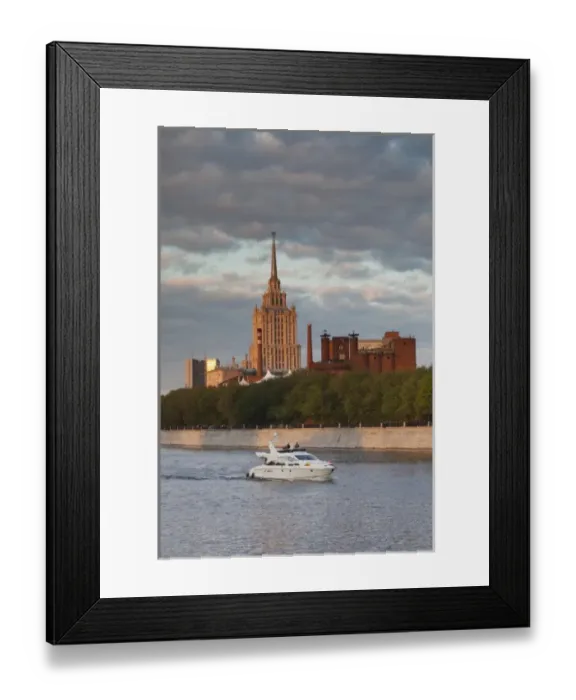 Framed Print : Russia, Moscow Oblast, Moscow, Presnya-area, Moscow River and Ukraina Hotel, one Framed Print : Russia, Moscow Oblast, Moscow, Presnya-area, Moscow River and Ukraina Hotel, one