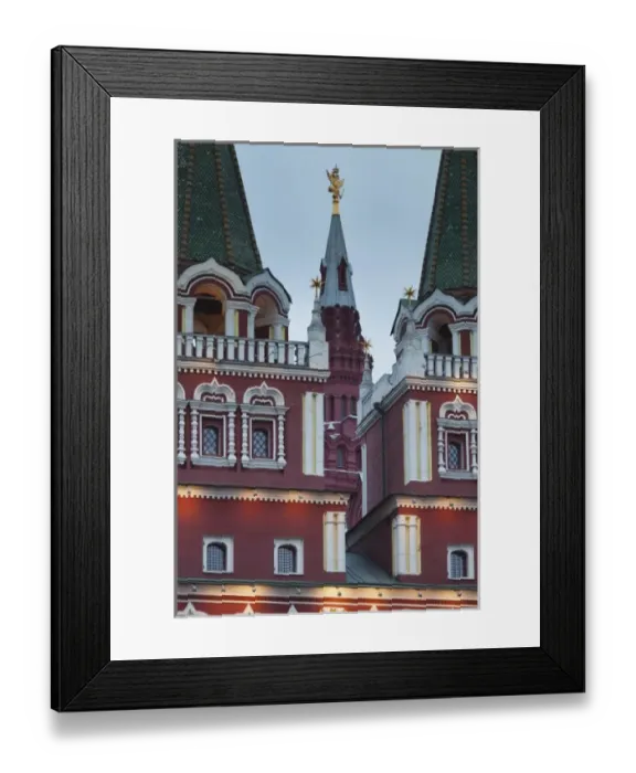 Framed Print : Russia, Moscow Oblast, Moscow, Red Square, Resurrection Gate, dusk