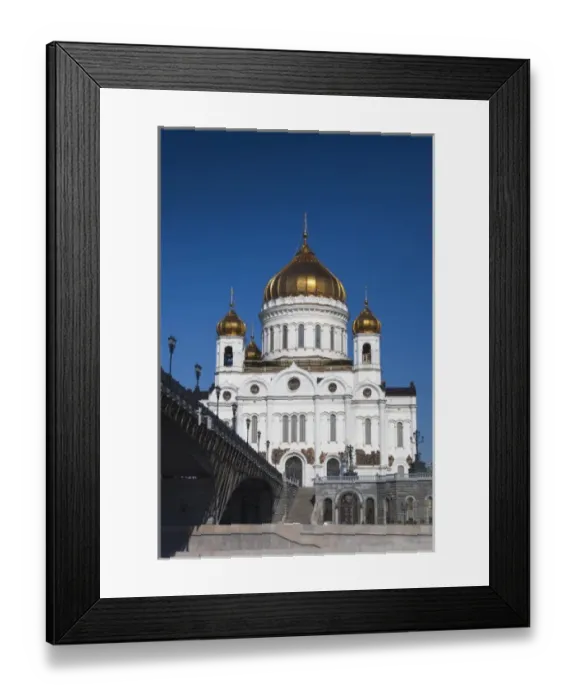 Framed Print : Russia, Moscow Oblast, Moscow, Khamovniki-area, Cathedral of Christ the Saviour, morning