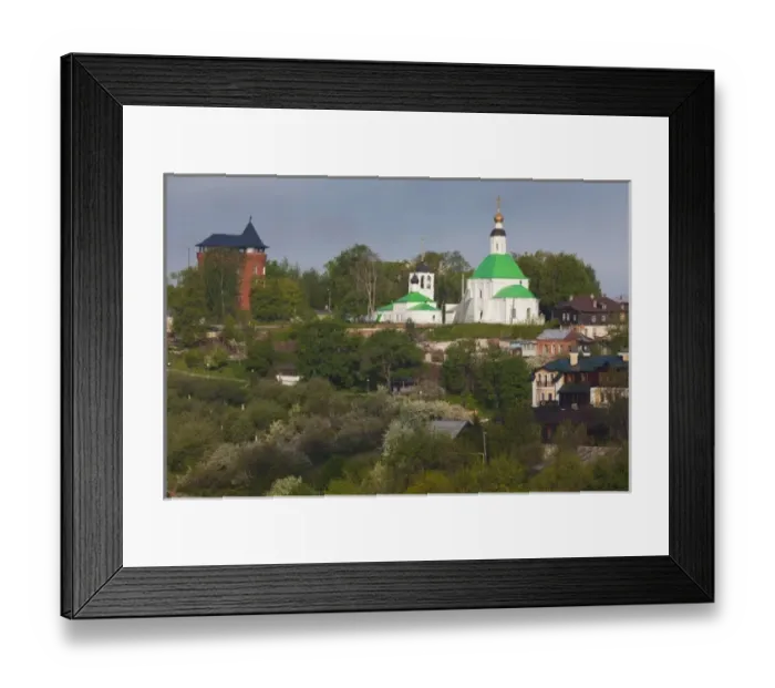 Framed Print : Russia, Vladimir Oblast, Golden Ring, Vladimir, elevated town view from Assumption