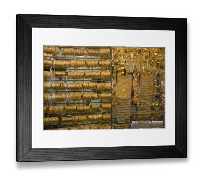Framed Print : United Arab Emirates, Dubai, Deira. Deira Gold Souk / Market / Gold Bracelets Framed Print : United Arab Emirates, Dubai, Deira. Deira Gold Souk / Market / Gold Bracelets