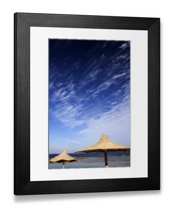 Framed Print : Africa, Egypt, Marsa Alam, Red Sea, umbrellas on beach Framed Print : Africa, Egypt, Marsa Alam, Red Sea, umbrellas on beach