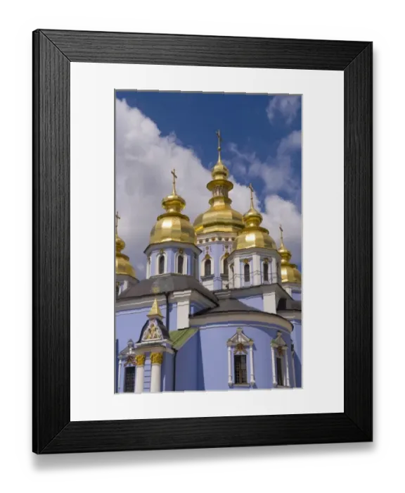 Framed Print : Beautiful blue gold domed church called St Michaels Cathedral in downtown Kiev Ukraine