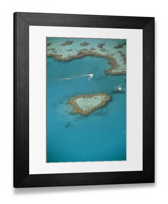 Framed Print : Australia, Queensland, The Whitsunday Islands, National Park. Heart Reef from the air Framed Print : Australia, Queensland, The Whitsunday Islands, National Park. Heart Reef from the air