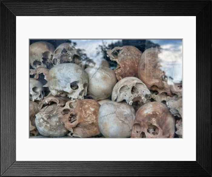 Framed Print : Killing Fields memorial with skulls of those killed in raids at Phnom Phen, Cambodia Framed Print : Killing Fields memorial with skulls of those killed in raids at Phnom Phen, Cambodia