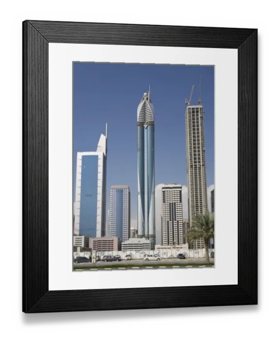Framed Print : UAE, Dubai. Rose Tower and 21st Century Tower along Sheik Zayed Road Framed Print : UAE, Dubai. Rose Tower and 21st Century Tower along Sheik Zayed Road
