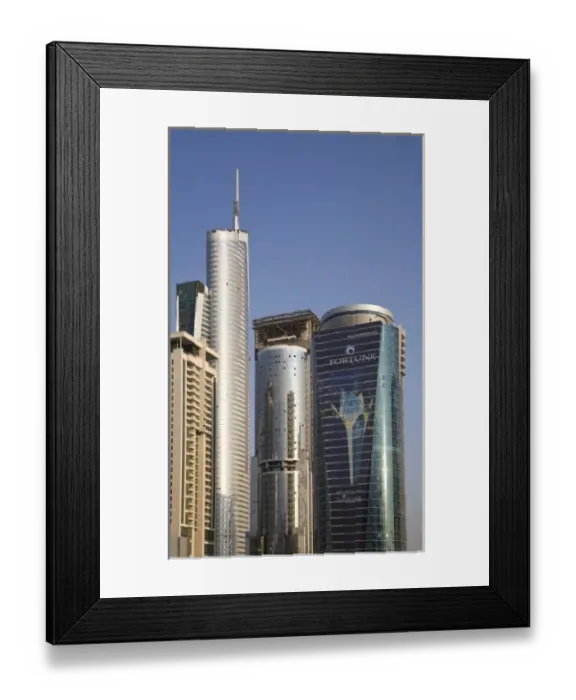 Framed Print : UAE, Dubai. Jumeirah Lake Towers in afternoon light Framed Print : UAE, Dubai. Jumeirah Lake Towers in afternoon light