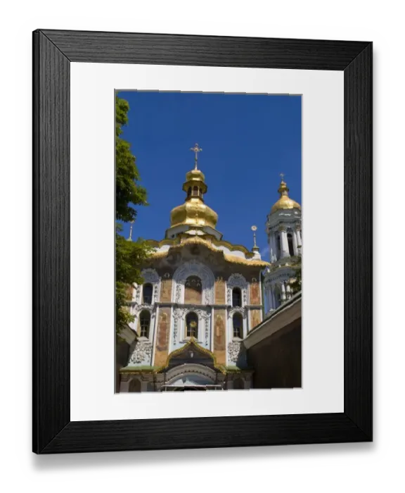 Framed Print : Beautiful entrance cathedral dome of the famous Trinity Over the Gate Church in Kiev