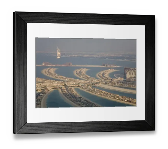 Framed Print : UAE, Dubai. Aerial of Palm Jumeirah artificial islands shaped like palm fronds Framed Print : UAE, Dubai. Aerial of Palm Jumeirah artificial islands shaped like palm fronds
