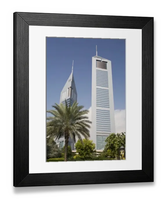 Framed Print : UAE, Dubai. View of Jumeirah Emirates Towers Framed Print : UAE, Dubai. View of Jumeirah Emirates Towers