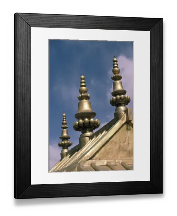 Framed Print : Tibet, Lhasa. Jokhang Temple, gold spires Framed Print : Tibet, Lhasa. Jokhang Temple, gold spires