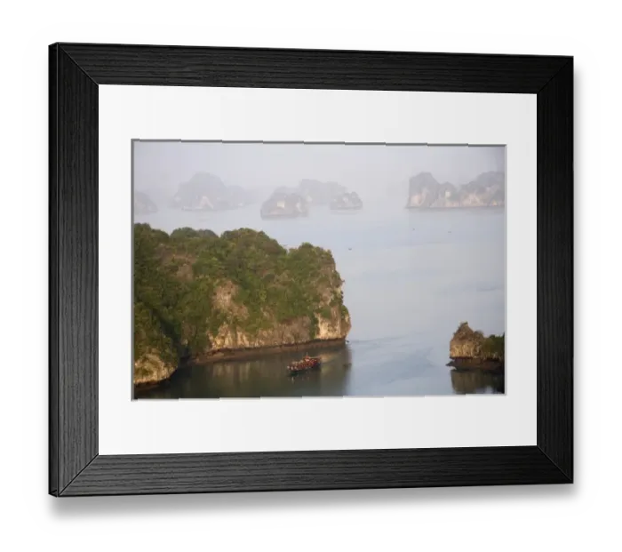 Framed Print : Ha Long Bay, Vietnam. UNESCO declared World Heritage area, Ha Long Bay is a serious