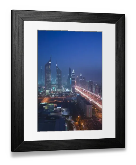 Framed Print : United Arab Emirates, Dubai, Dubai City. Emirates Towers and Sheikh Zayed Road Highrises Framed Print : United Arab Emirates, Dubai, Dubai City. Emirates Towers and Sheikh Zayed Road Highrises