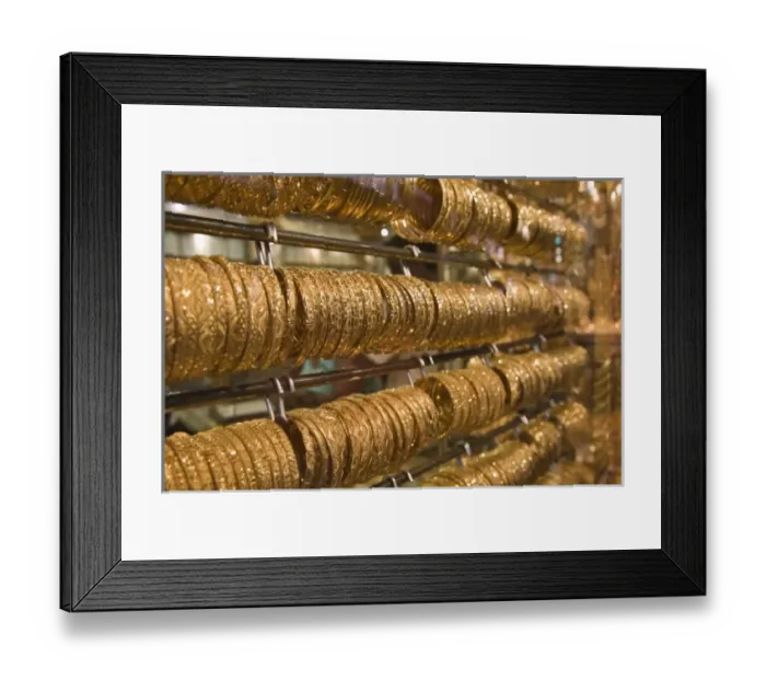 Framed Print : United Arab Emirates, Dubai, Deira. Deira Gold Souk / Market / Gold Bracelets Framed Print : United Arab Emirates, Dubai, Deira. Deira Gold Souk / Market / Gold Bracelets