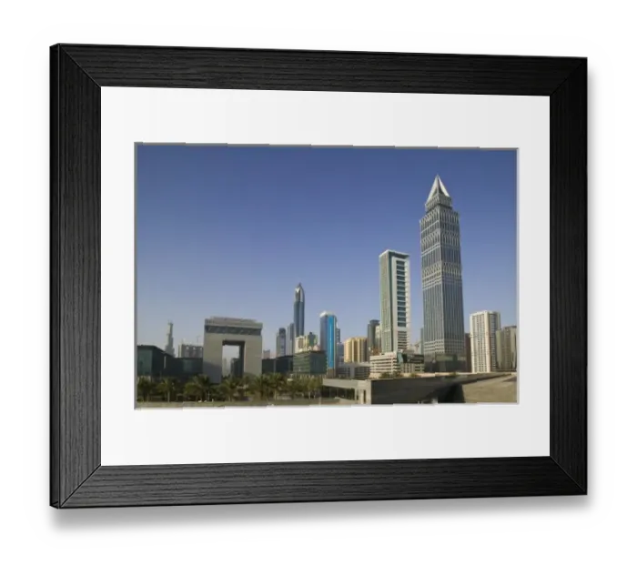 Framed Print : United Arab Emirates, Dubai, Dubai City. Tower-Up Building and Sheik Zayed Road Highrises Framed Print : United Arab Emirates, Dubai, Dubai City. Tower-Up Building and Sheik Zayed Road Highrises