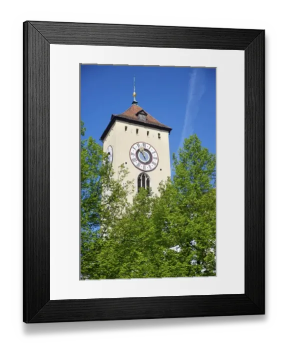 Framed Print : Europe, Germany, Bavaria, Regensburg, clock tower Framed Print : Europe, Germany, Bavaria, Regensburg, clock tower