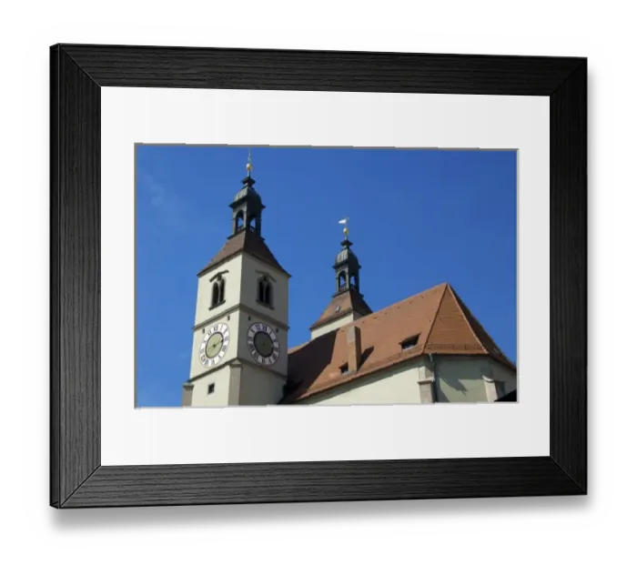 Framed Print : Europe, Germany, Bavaria, Regensburg, clock tower