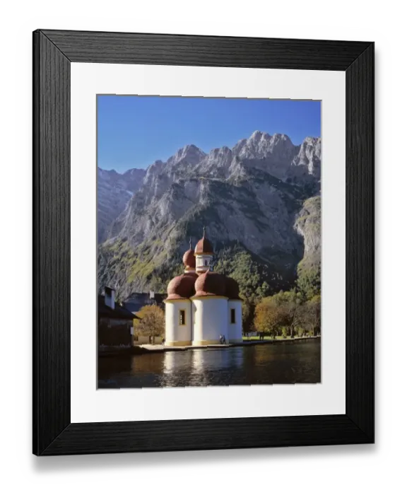 Framed Print : Germany, Bavaria, Konigsee. The quaint little church of St. Bartholoma is a popular Framed Print : Germany, Bavaria, Konigsee. The quaint little church of St. Bartholoma is a popular