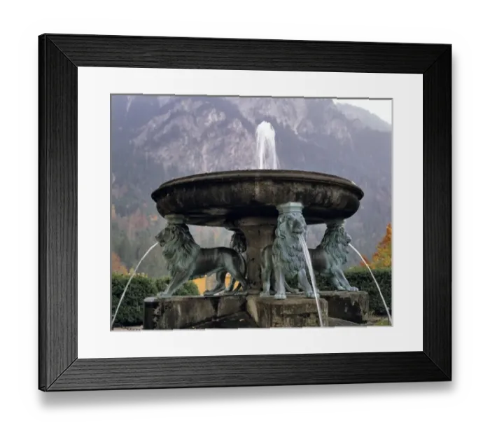 Framed Print : Germany, Bavaria, Hohenschwangau Castle. Water flows from this Lion Fountain Framed Print : Germany, Bavaria, Hohenschwangau Castle. Water flows from this Lion Fountain