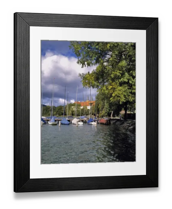 Framed Print : Germany, Bavaria, Tegernsee. Sail boats are covered against inclement weather near Framed Print : Germany, Bavaria, Tegernsee. Sail boats are covered against inclement weather near