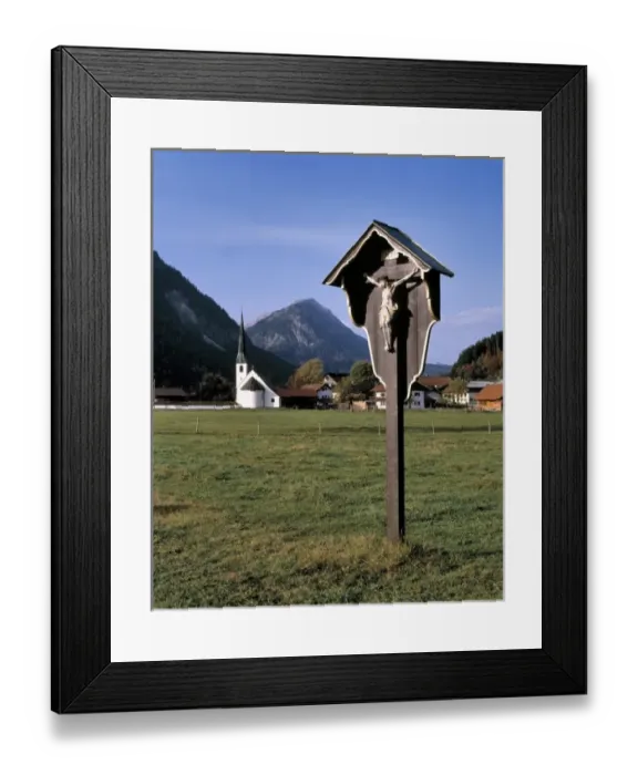 Framed Print : Germany, Bavaria. A roadside shrine marks the entrance to a village in Bavaria, Germany