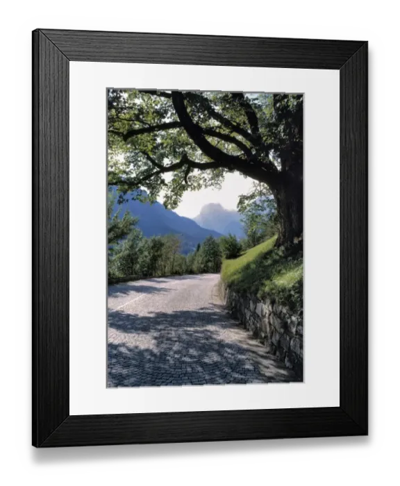 Framed Print : Germany, Bavaria, Ramsau. Areas of the Deutscher Alpenstrasse are still paved with Framed Print : Germany, Bavaria, Ramsau. Areas of the Deutscher Alpenstrasse are still paved with