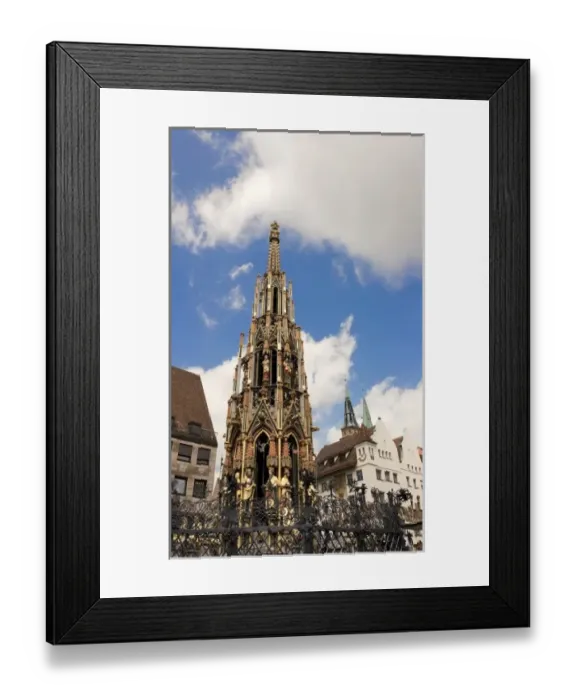 Framed Print : Nuremberg, Germany, Schoner Brunnen Fountain (Beautiful Fountain)
