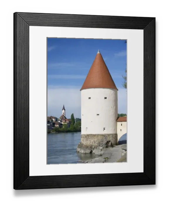 Framed Print : Europe, Germany, Bavaria, Passau, tower along Inn River Framed Print : Europe, Germany, Bavaria, Passau, tower along Inn River