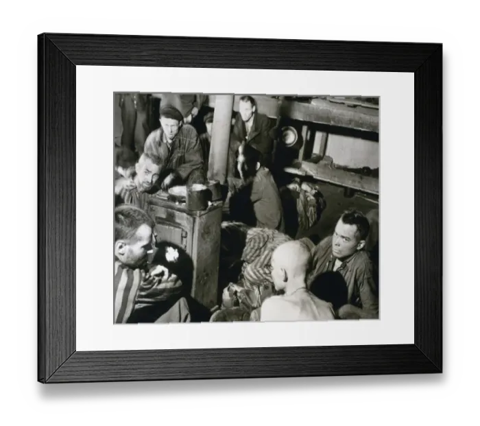 Framed Print : World War II. Sandbostel Concentration Camp. Political prisoners and British troops Framed Print : World War II. Sandbostel Concentration Camp. Political prisoners and British troops