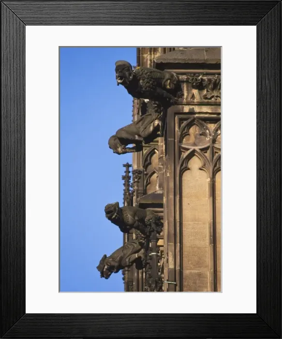 Framed Print : Germany, Cologne (Koln), gargoyles on the exterior of the Cologne Cathedral (Kolner Dom)