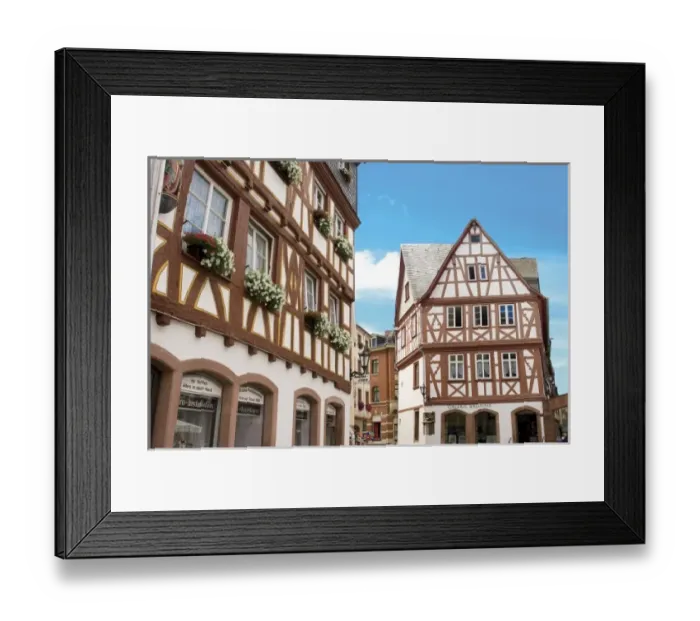 Framed Print : Mainz, Germany, Typical Crossed-Timbered Houses make for a quaint setting Framed Print : Mainz, Germany, Typical Crossed-Timbered Houses make for a quaint setting