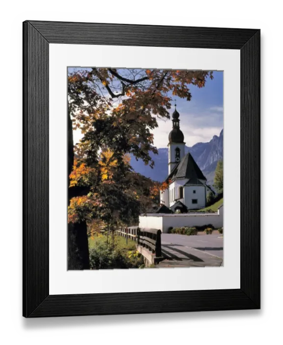Framed Print : Germany, Bavaria, Ramsau. The quaint church known as Kunterwegkirche in Ramsau, Bavaria