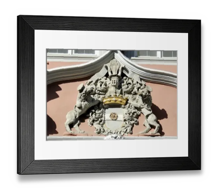 Framed Print : Europe, Germany, Bavaria, Bamberg, Coat of Arms over the doorway of the Haus zum Saal Framed Print : Europe, Germany, Bavaria, Bamberg, Coat of Arms over the doorway of the Haus zum Saal