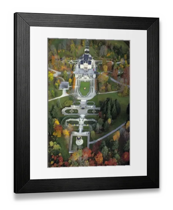 Framed Print : Germany, Bavaria, Linderhof Castle. An aerial view of Linderhof Castle shows the intricate gardens Framed Print : Germany, Bavaria, Linderhof Castle. An aerial view of Linderhof Castle shows the intricate gardens