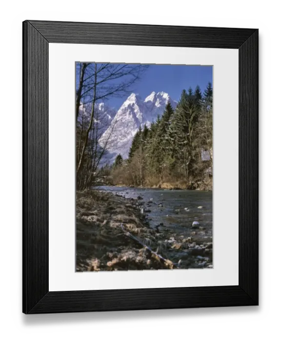 Framed Print : Germany, Bavaria, Zugspitze. A small stream helps frame the Zugspitze near Garmisch Framed Print : Germany, Bavaria, Zugspitze. A small stream helps frame the Zugspitze near Garmisch