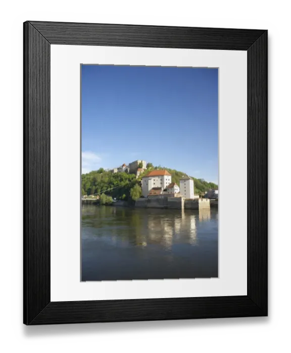 Framed Print : Europe, Germany, Bavaria, Passau, Oberhaus Fortress and Niederhaus Fortress along Framed Print : Europe, Germany, Bavaria, Passau, Oberhaus Fortress and Niederhaus Fortress along