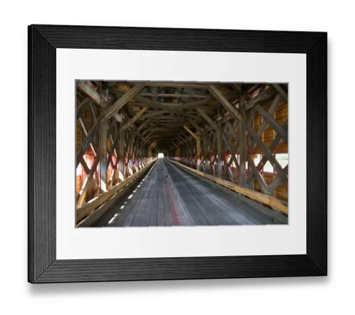 Framed Print : The interior structure of the Pont Perreault covered bridge crossing the Chaudiere Framed Print : The interior structure of the Pont Perreault covered bridge crossing the Chaudiere