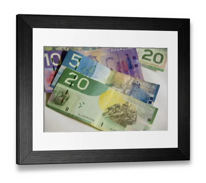 Framed Print : Canadia. Canada. Canadian currency Framed Print : Canadia. Canada. Canadian currency